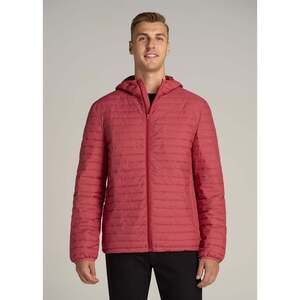 American Tall Packable Puffer Jacket for Tall Men in Red Space Dye Size XLXL / T